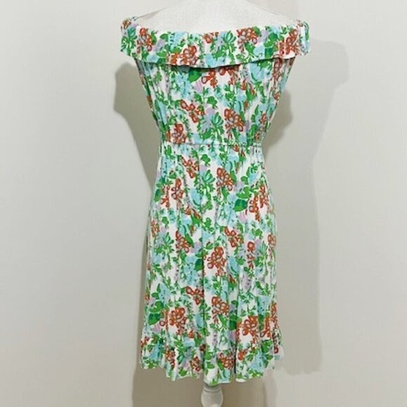Lilly Pulitzer Mini Bee In Your Bonnet Floral Ruffle Hem Dress Size L - Picture 3 of 4